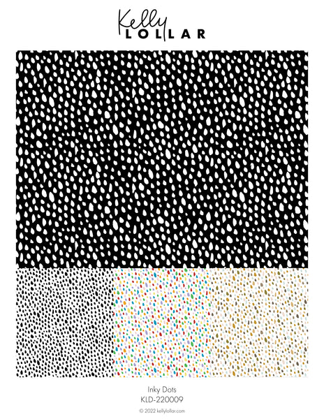 Inky Dots Pattern Sheet from the Inky Doodles Surface Pattern Collection by Kelly Lollar 