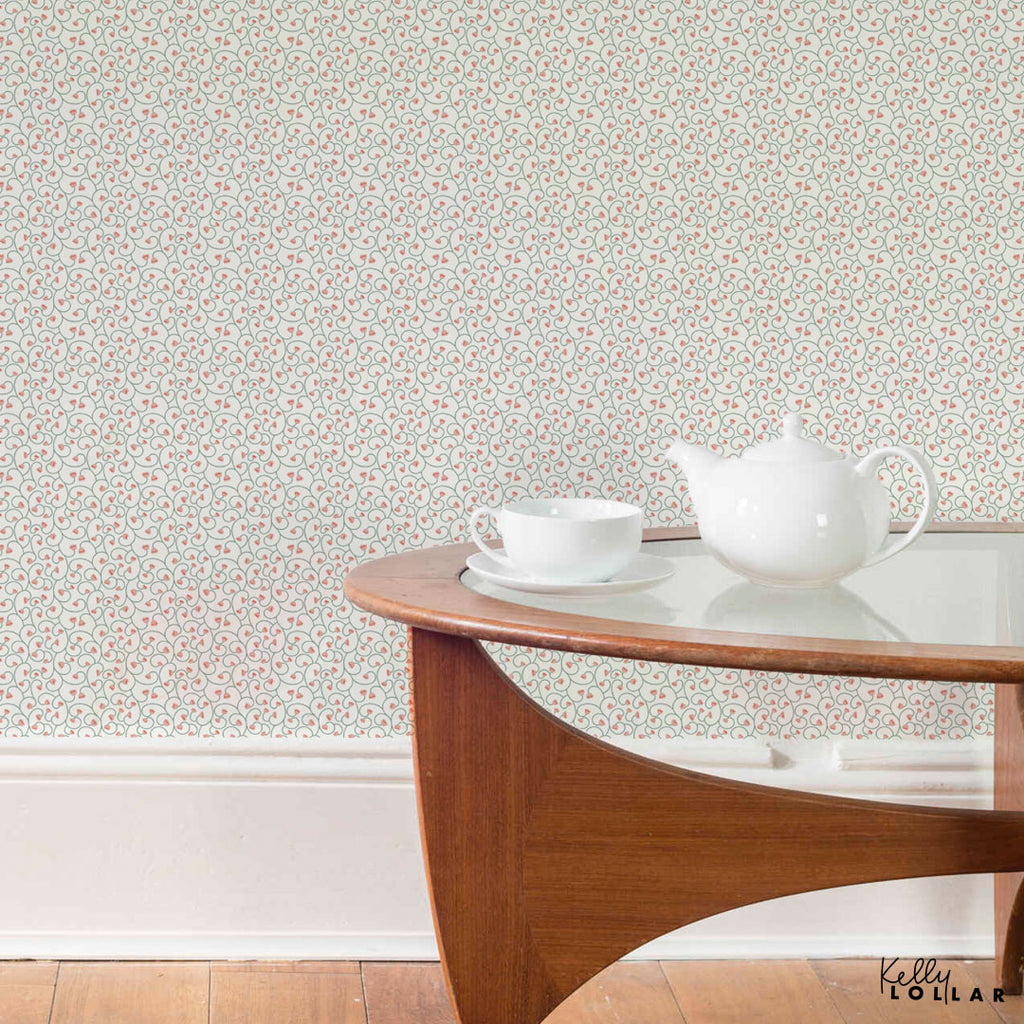 Sample Filigree Wallpaper Using the Prairie Smoke Flower Surface Pattern Set by Kelly Lollar