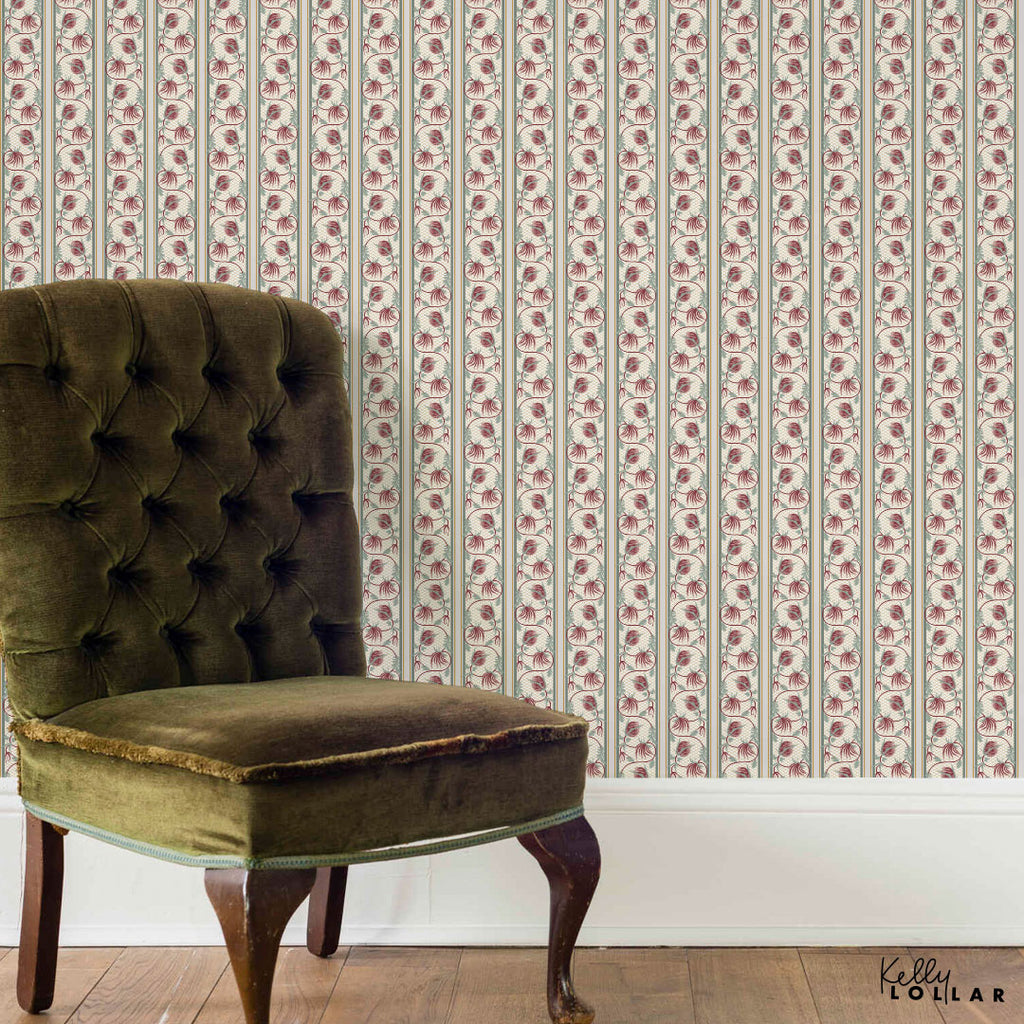 Sample Stripe Wallpaper from the Prairie Smoke Flower Surface Pattern Set by Kelly Lollar