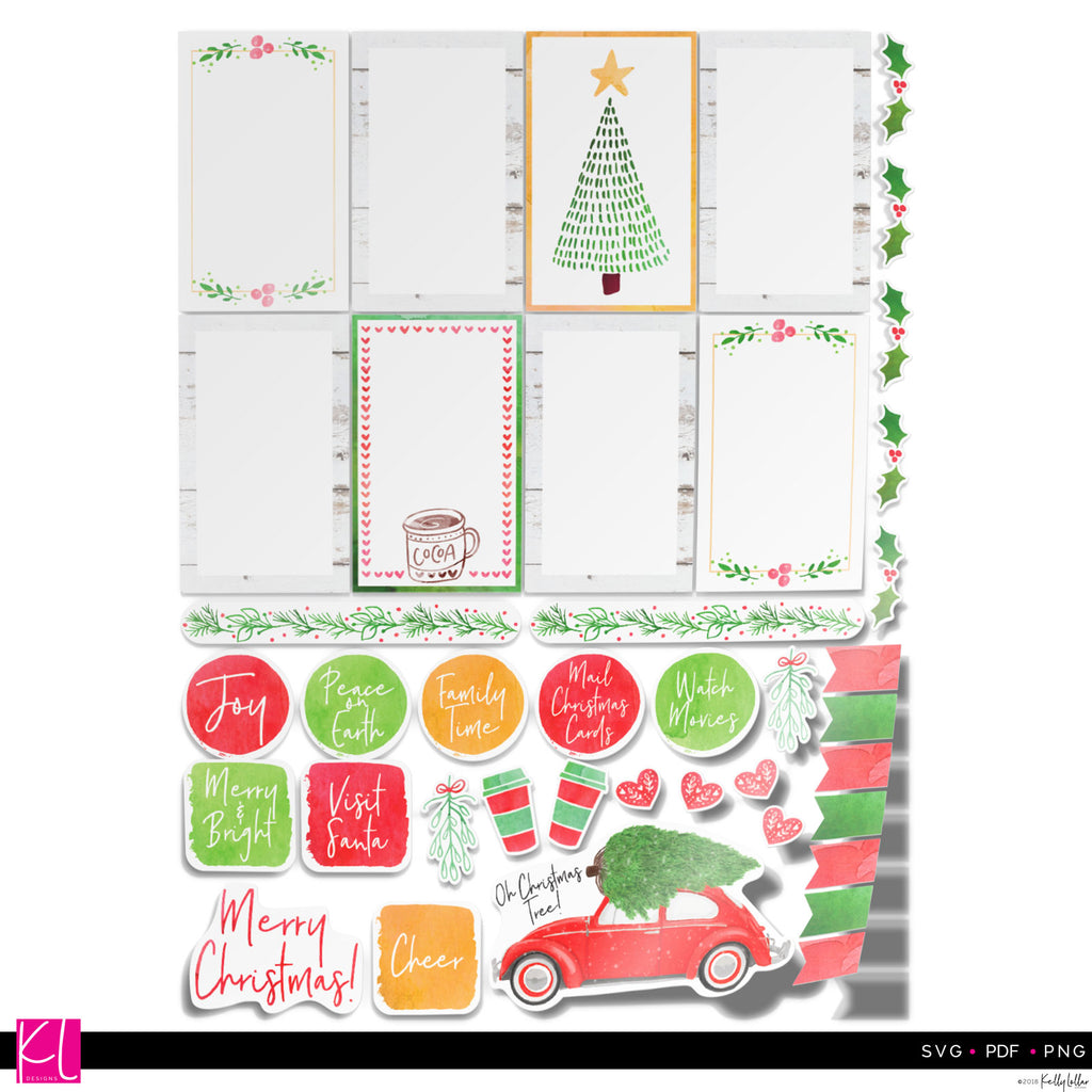 Christmas 2018 Print and Cut Planner Stickers | PNG PDF SVG | Free for Personal Use