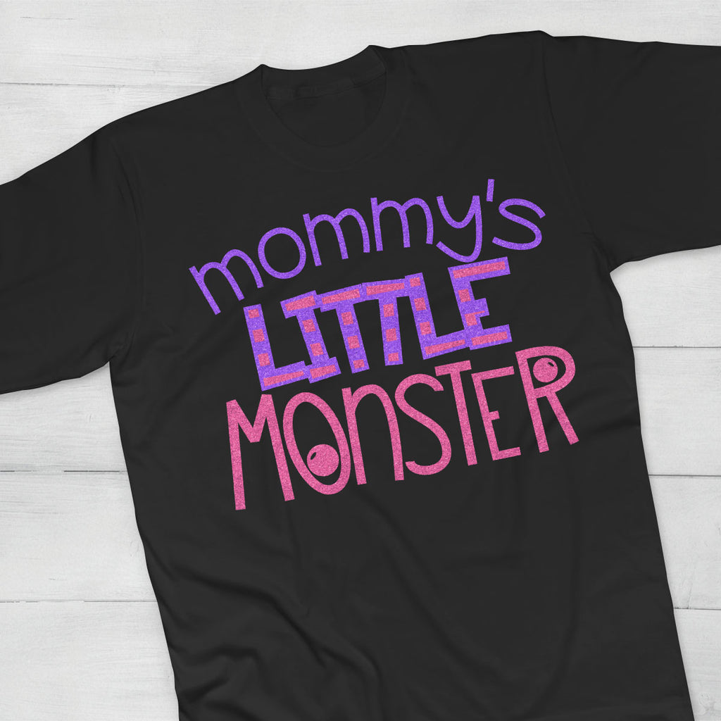 Girl's Halloween shirt with the Mommy's Little Monster svg cut file
