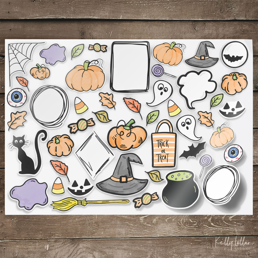 October Print and Cut Stickers that Double as Clip Art - Free for Personal Use