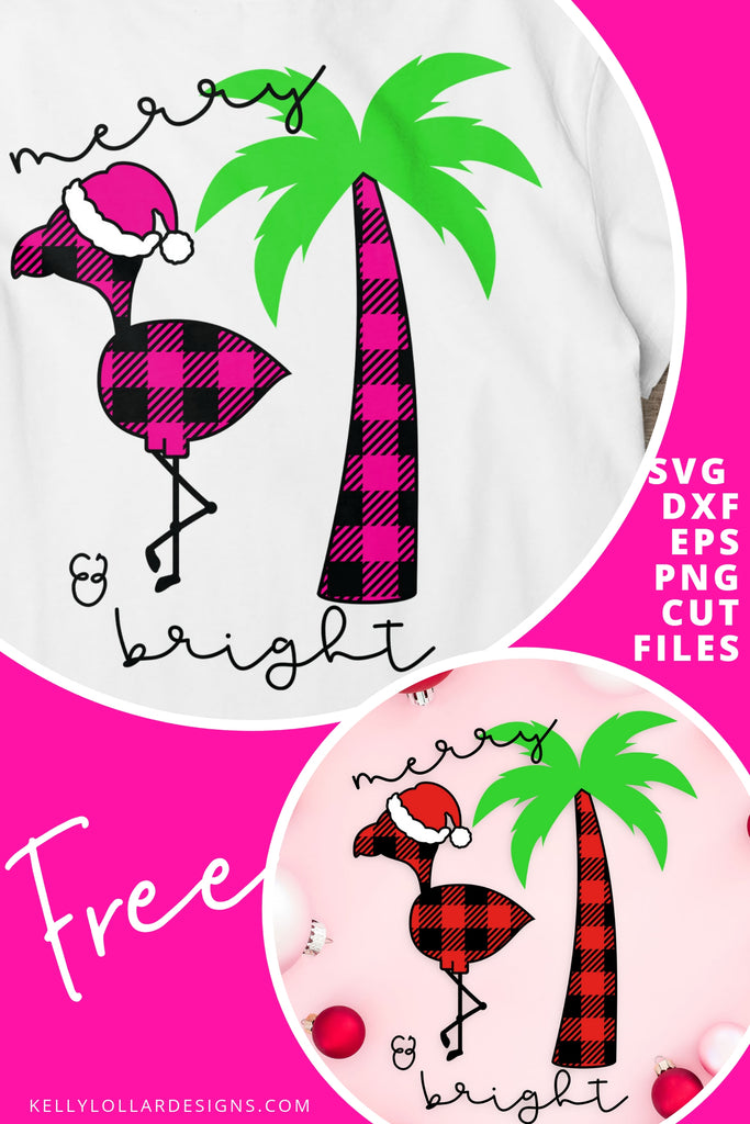 Buffalo Plaid Flamingo SVG DXF EPS PNG Cut Files | Free for Personal Use