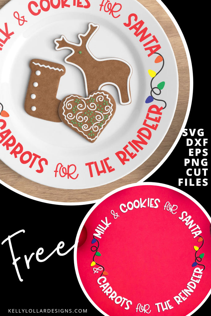 Santa Cookie Plate SVG DXF EPS PNG Cut Files | Free for Personal Use