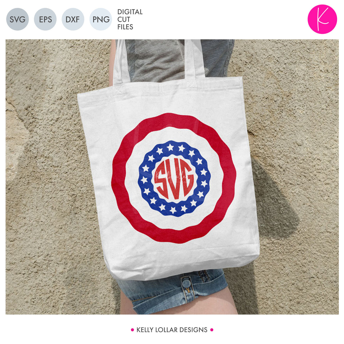 Download American Flag Bunting Monogram Frame SVG Cut File | Kelly ...