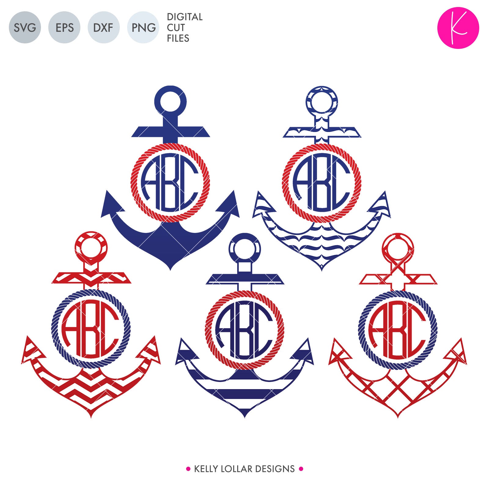 Download Anchor Monogram Frame Svg Files Kelly Lollar Designs