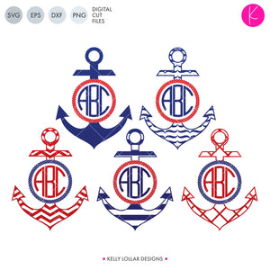 Download Anchor Monogram Frame SVG Files | Kelly Lollar Designs