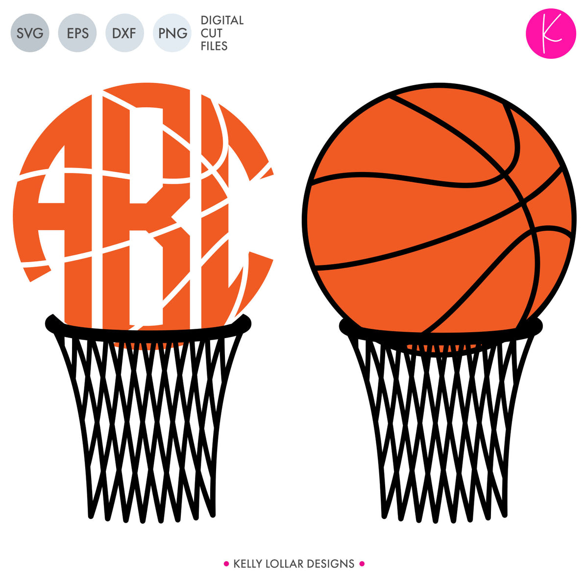 Download Basketball Hoop Monogram SVG File | Kelly Lollar Designs