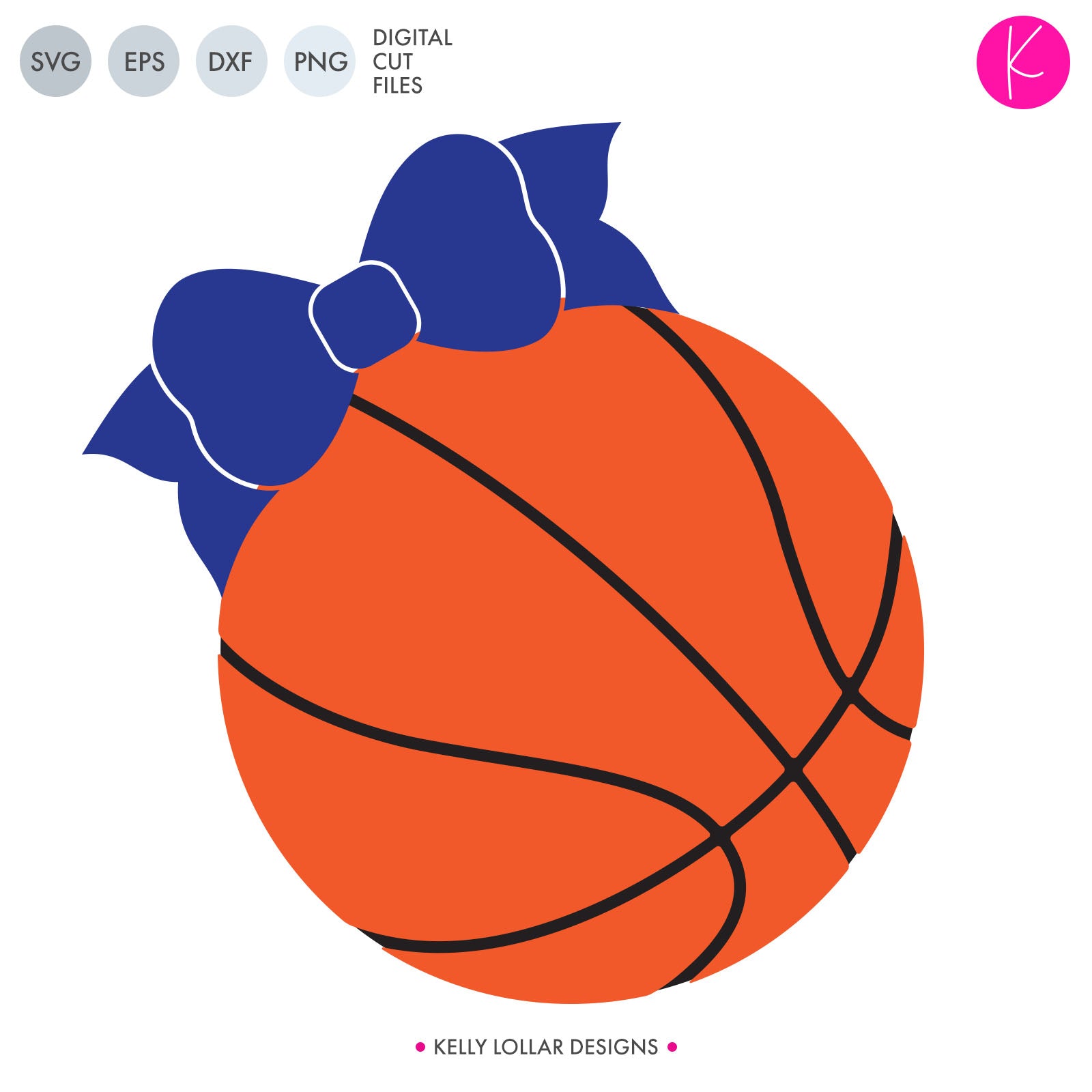 Download Basketball with Bow SVG File | Kelly Lollar Designs