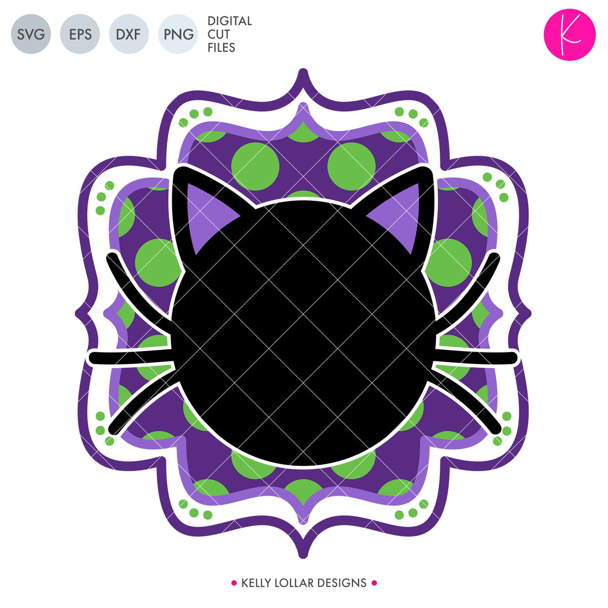 Download Black Cat Monogram Frame SVG Cut File | Kelly Lollar Designs