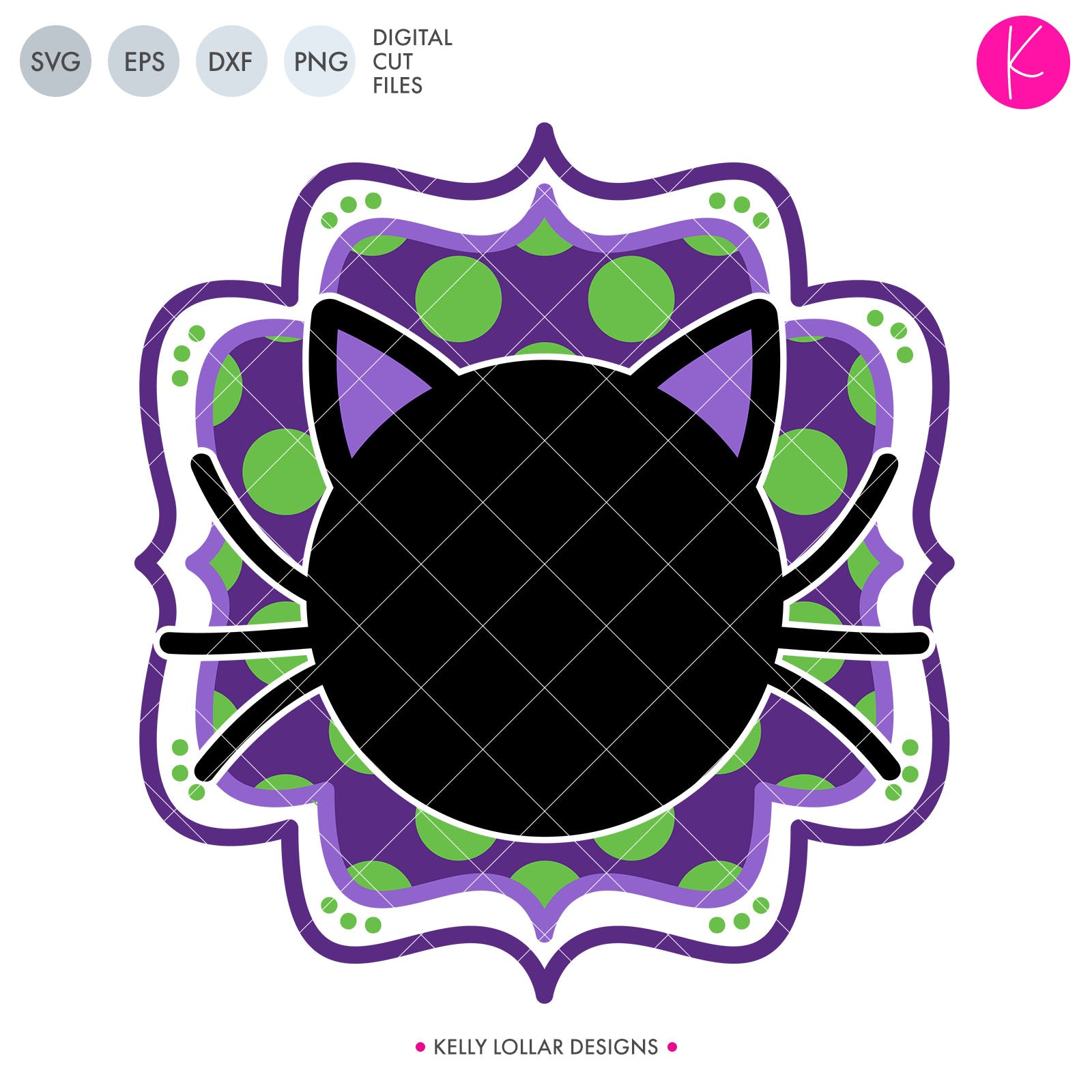 Download Black Cat Monogram Frame Svg Cut File Kelly Lollar Designs PSD Mockup Templates