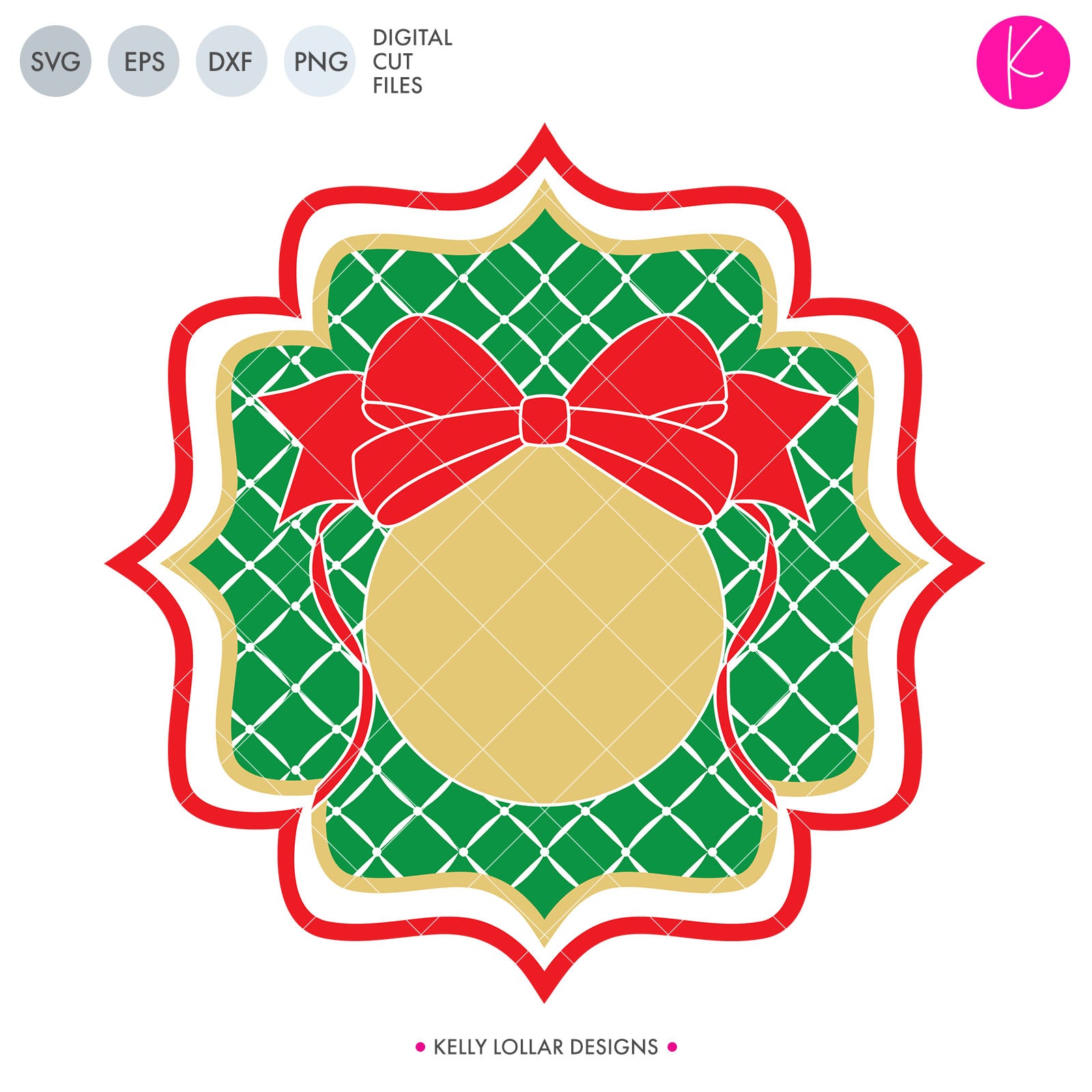 Christmas Ornament Monogram Frame Svg File Kelly Lollar Designs