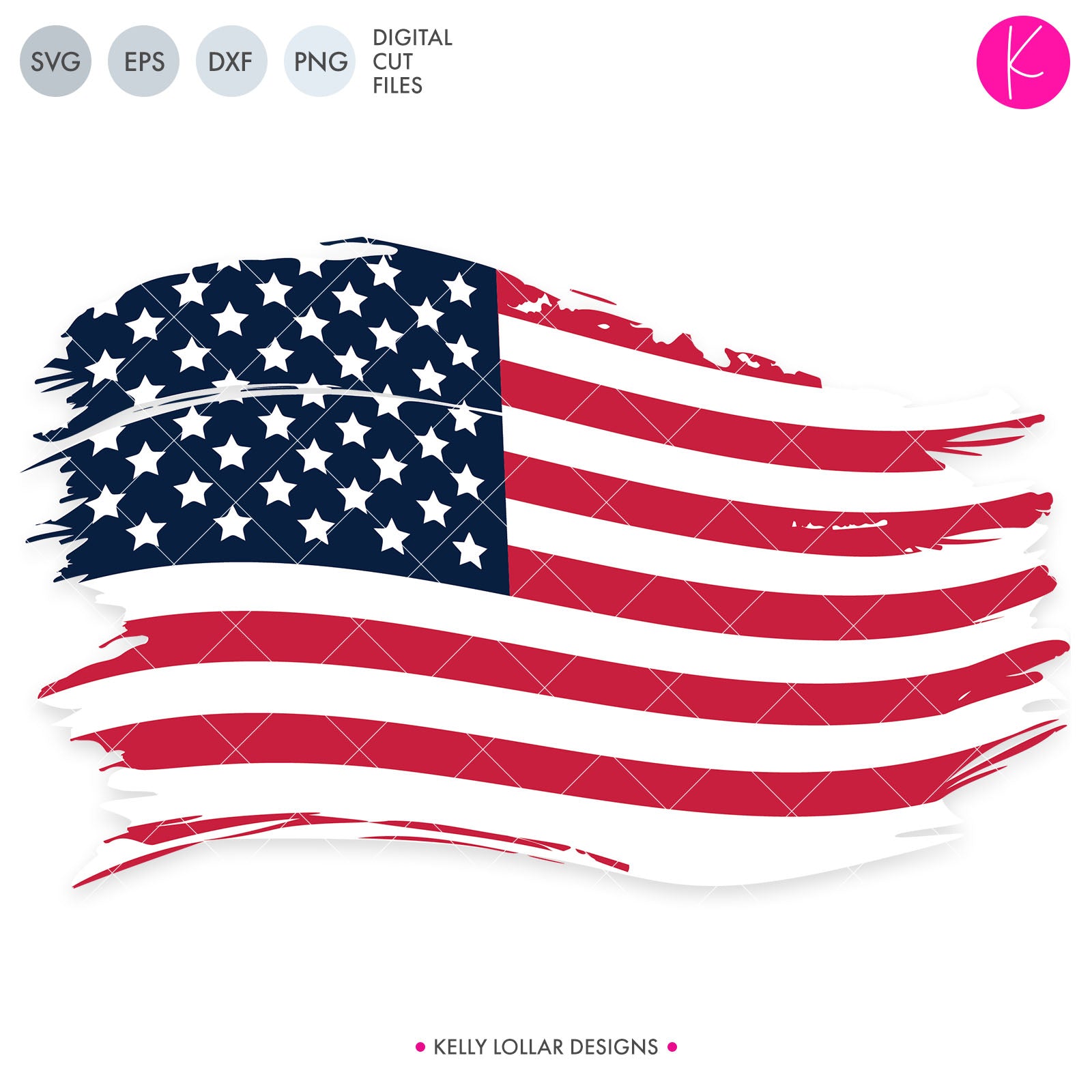 Distressed American Flag SVG Cut File | Kelly Lollar Designs