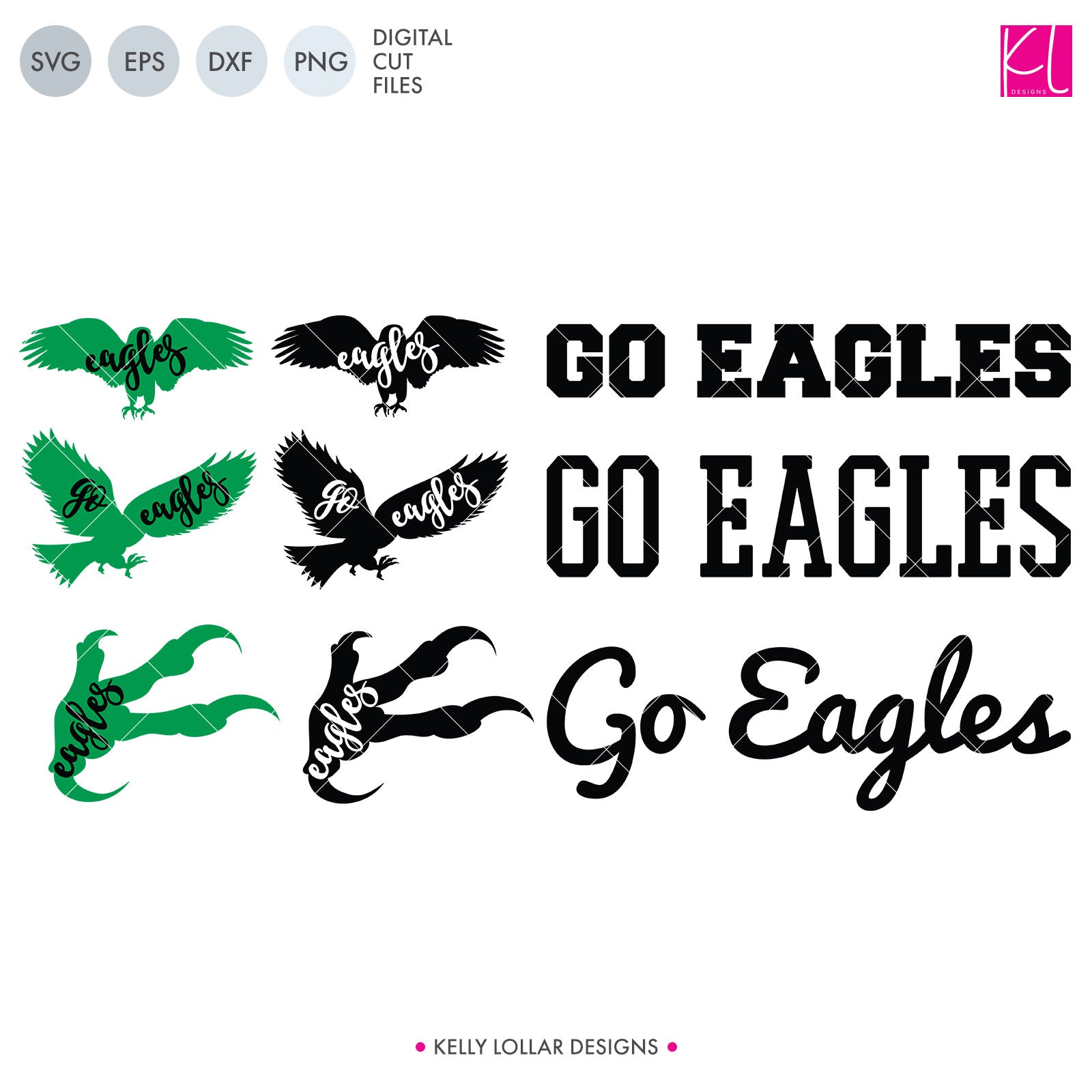 Download Eagles Mascot Bundle Svg Dxf Eps Png Cut Files Kelly Lollar Designs