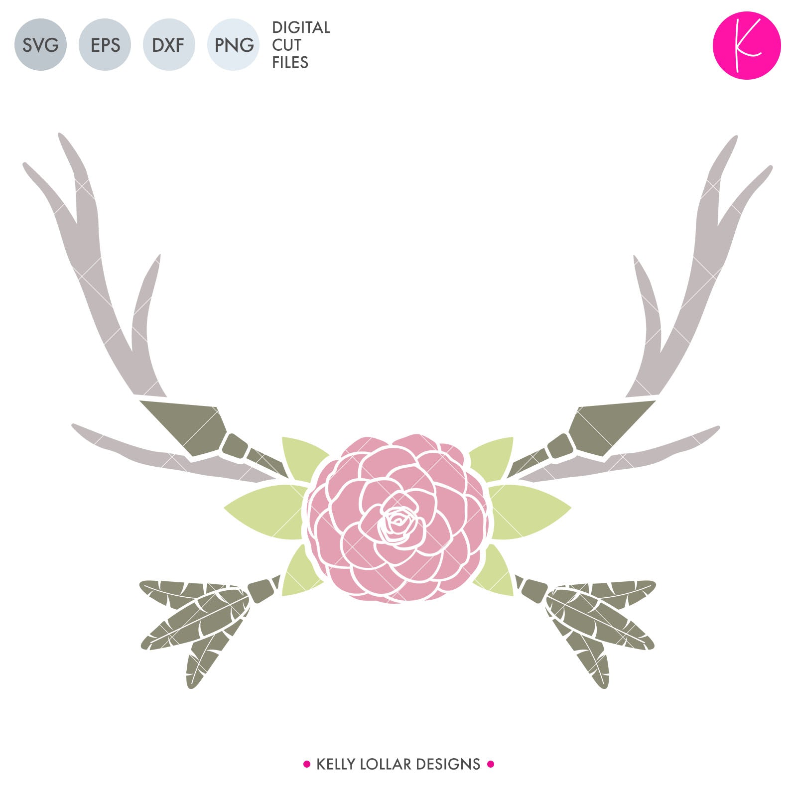 Arrow And Flower Monogram Frame Svg Files Kelly Lollar Designs