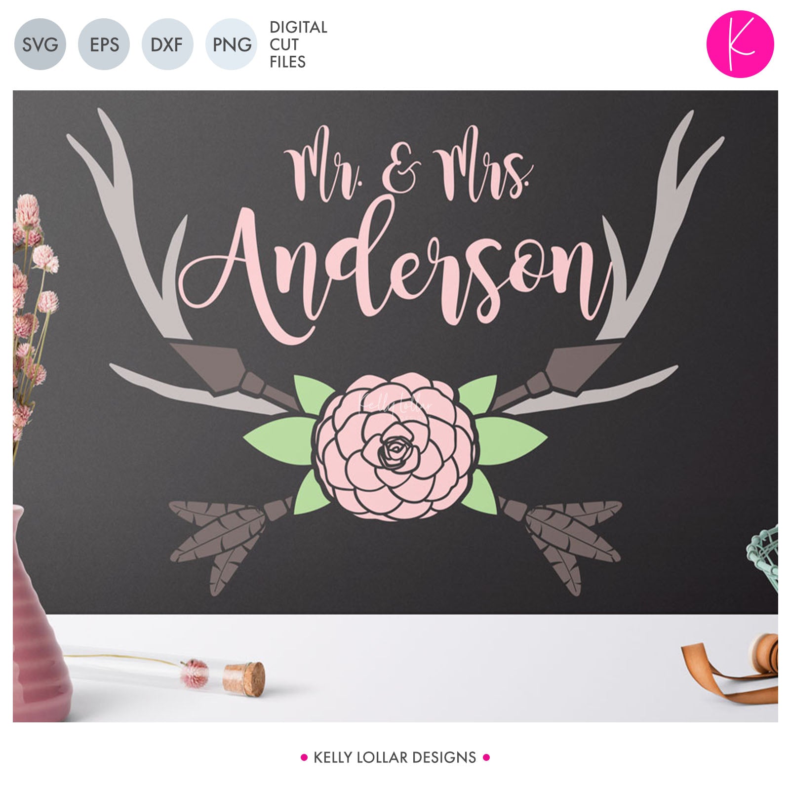 Download Arrow and Flower Monogram Frame SVG Files | Kelly Lollar ...