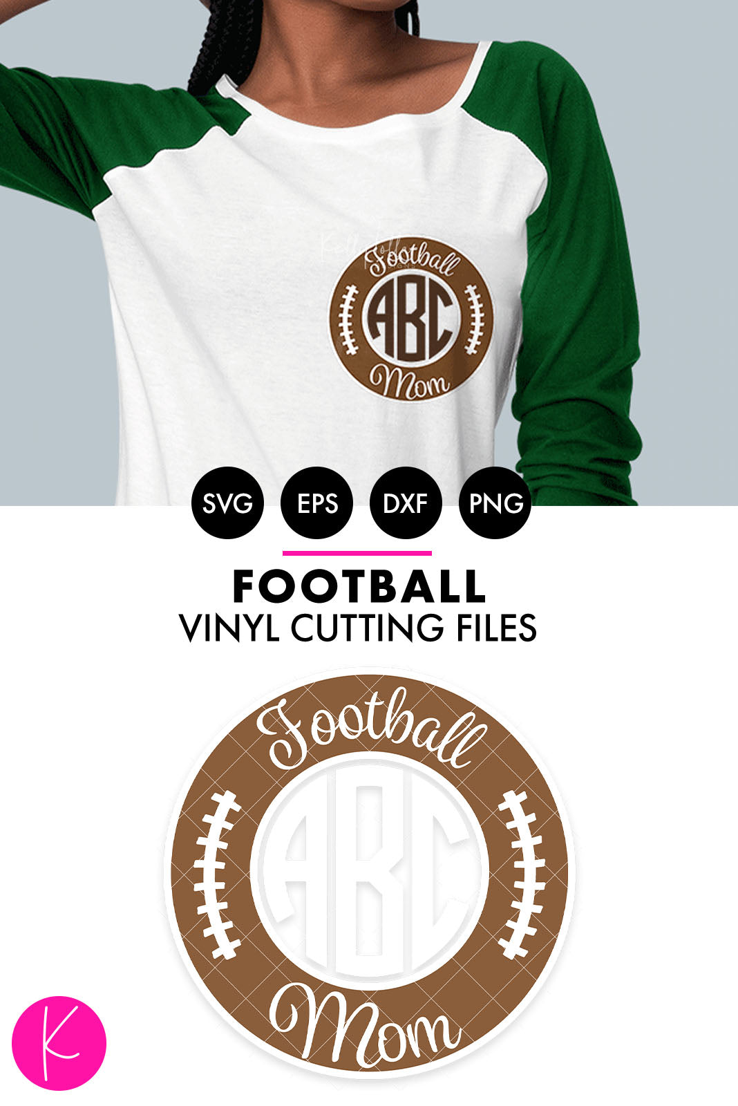 Download Football Mom Monogram Frame SVG File | Kelly Lollar Designs