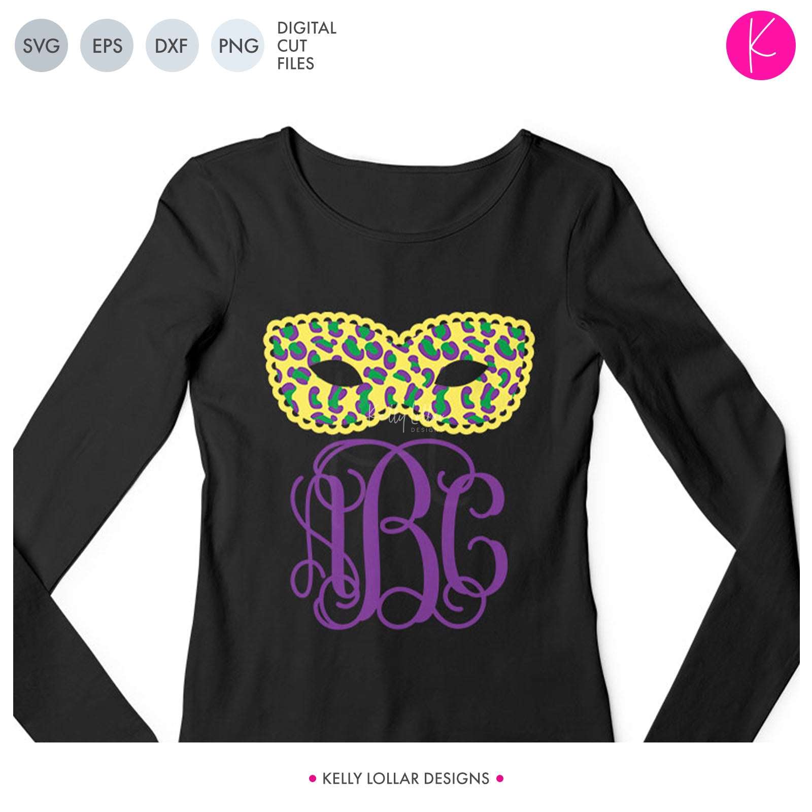 Leopard Print Mardi Gras Mask Monogram SVG Files | Kelly ...