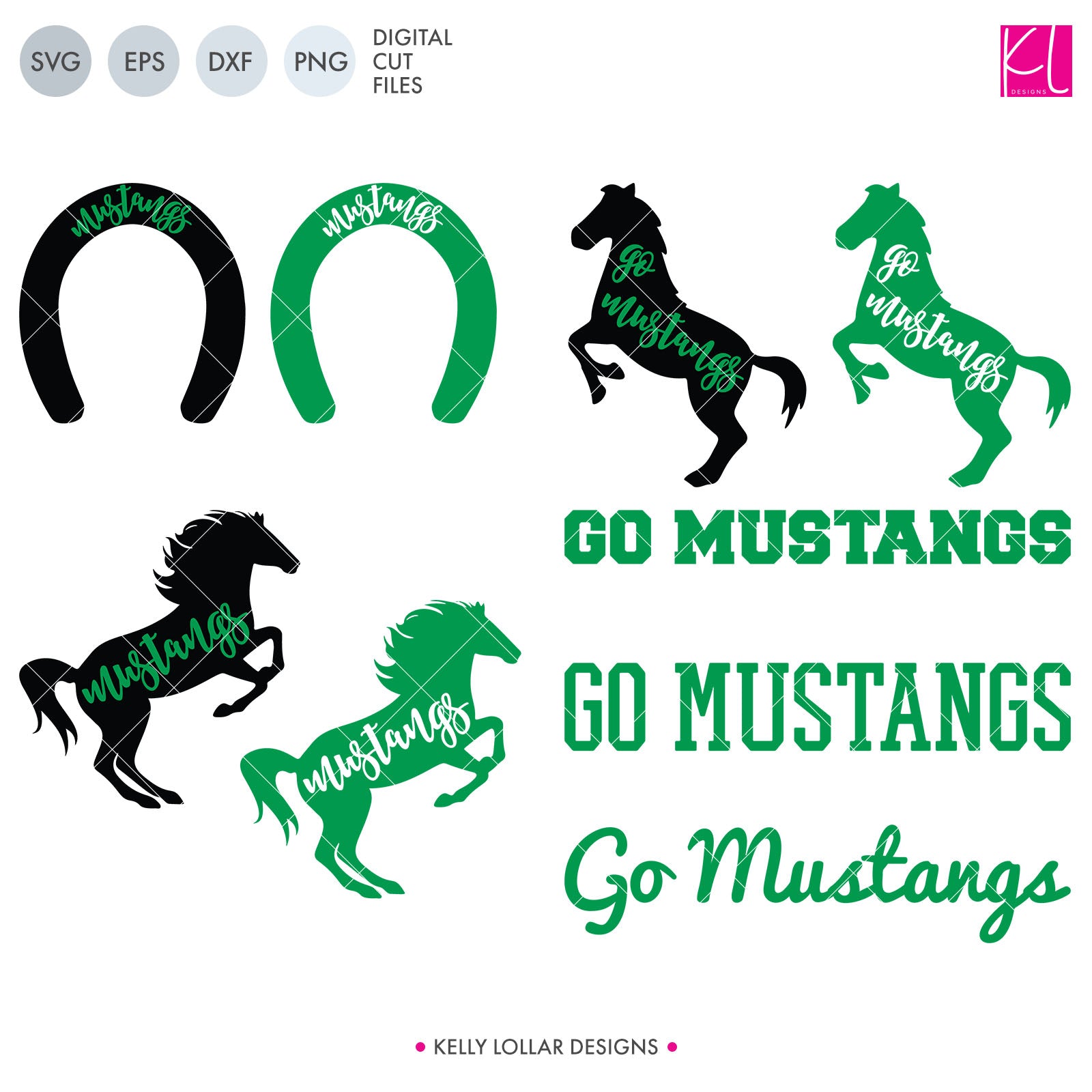 Mustangs Mascot Bundle Svg Dxf Eps Png Cut Files Kelly Lollar Designs