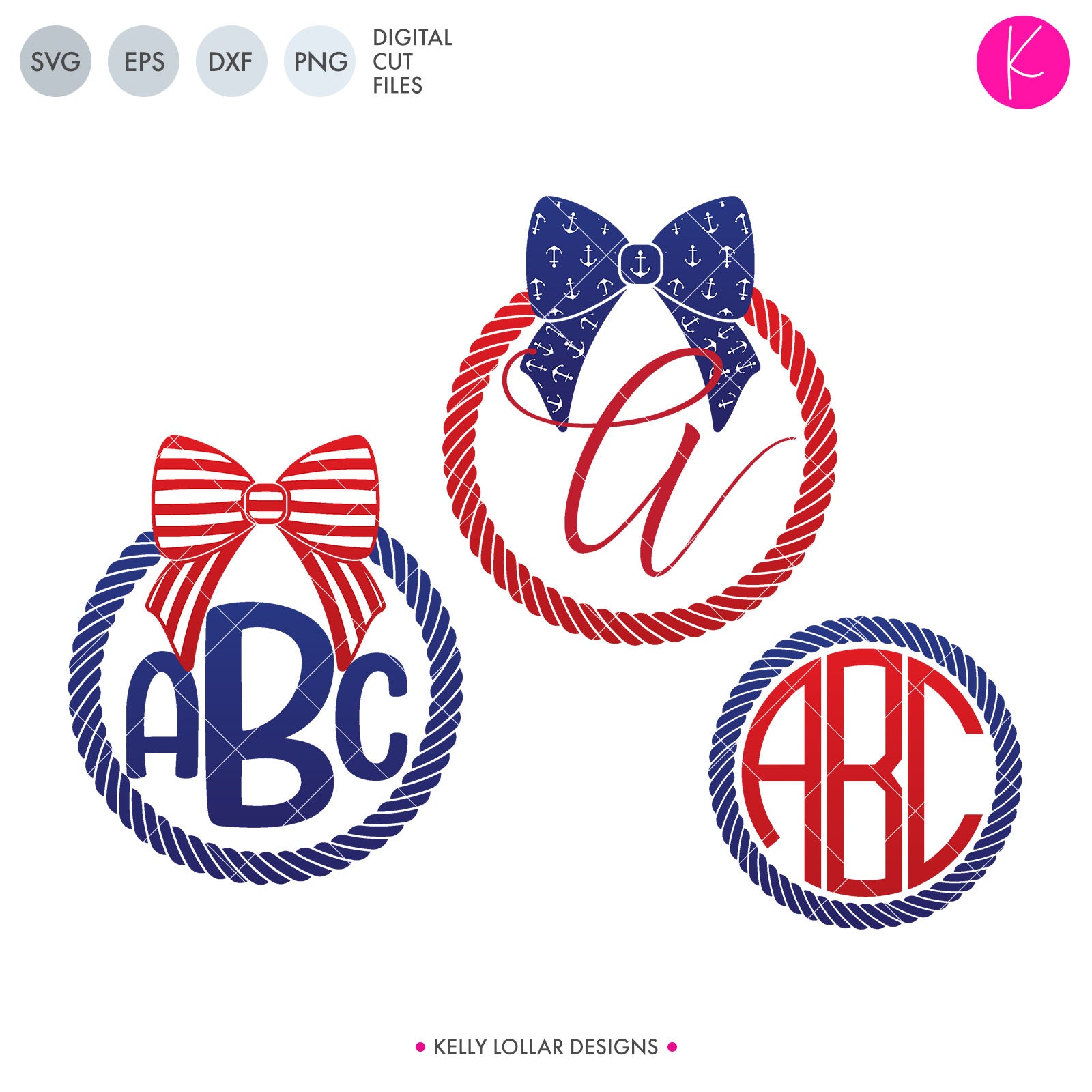 Download Nautical Bow Monogram Frame Svg Files Kelly Lollar Designs