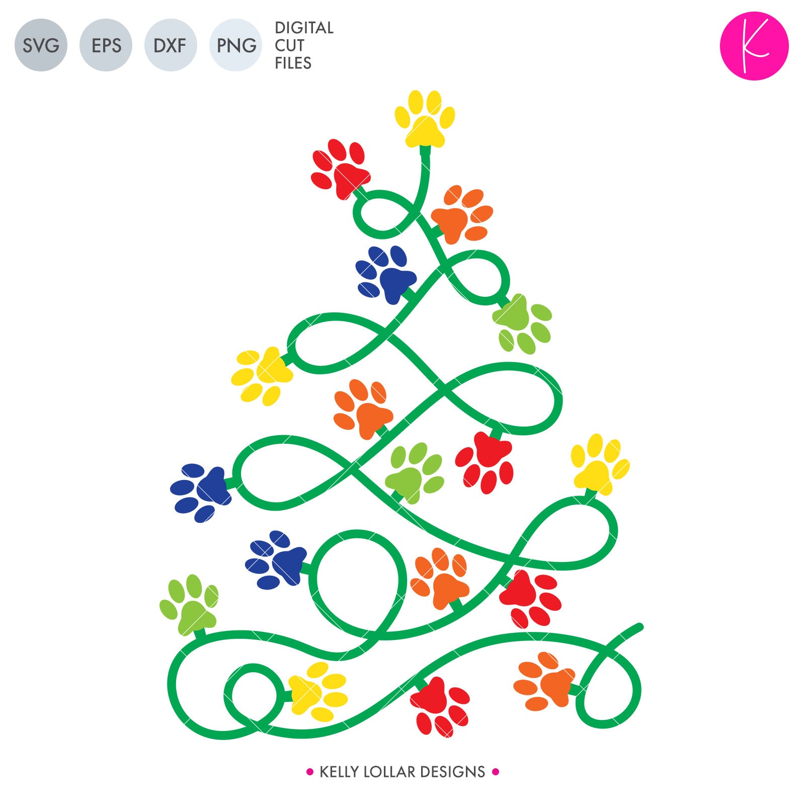 Paw Print Christmas Tree Svg Cut File Kelly Lollar Designs