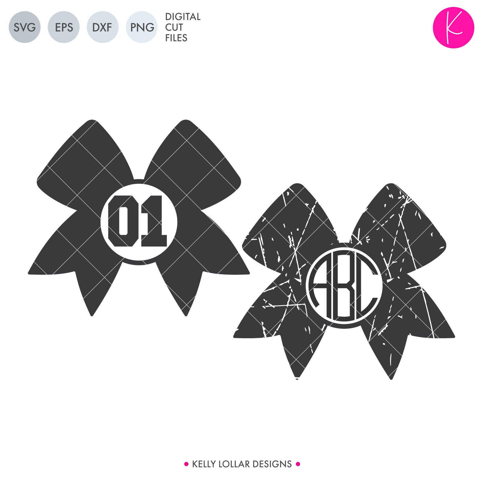 Cheer Bow Monogram SVG Files | Kelly Lollar Designs