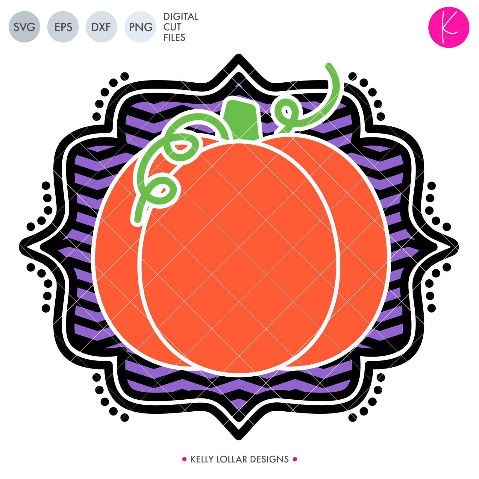 Cute Pumpkin Monogram Frame Svg Cut Files Kelly Lollar Designs