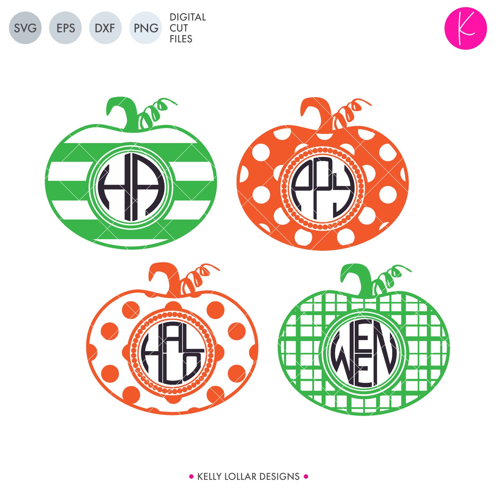 Download Pumpkin Monogram Frame SVG Files | Kelly Lollar Designs