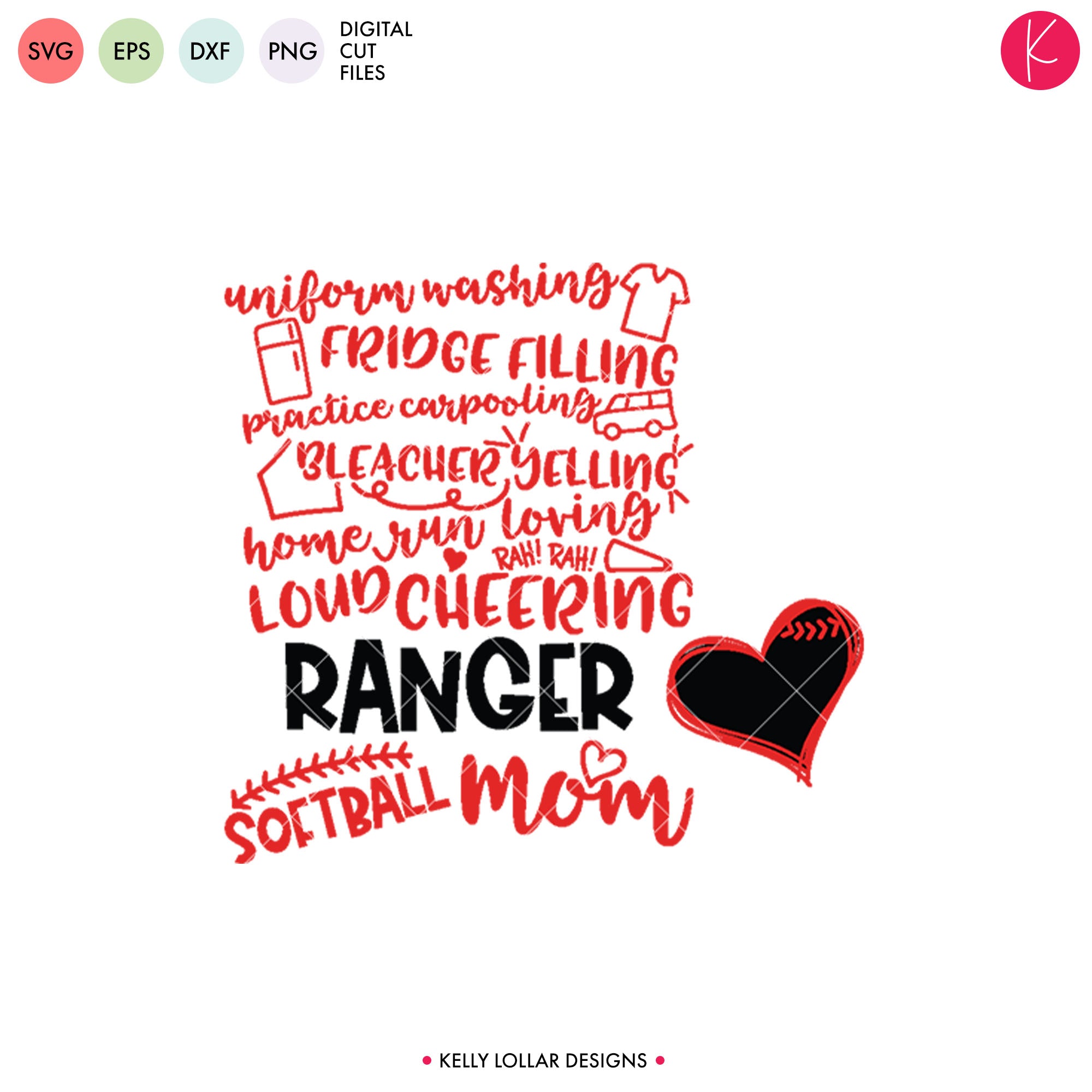 Rangers Baseball Softball Bundle Svg Dxf Eps Png Cut Files Kelly Lollar Designs