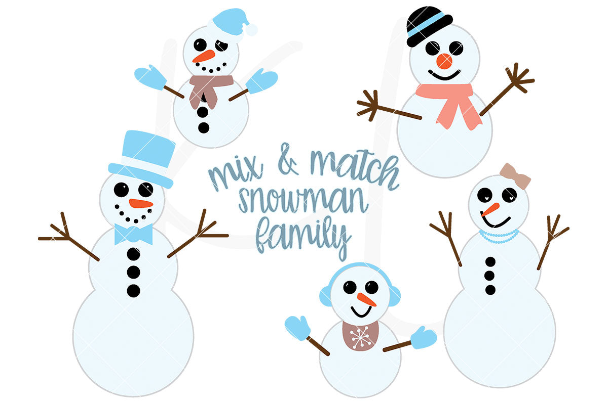 Download Snowman Family Mix & Match SVG Files | Kelly Lollar Designs