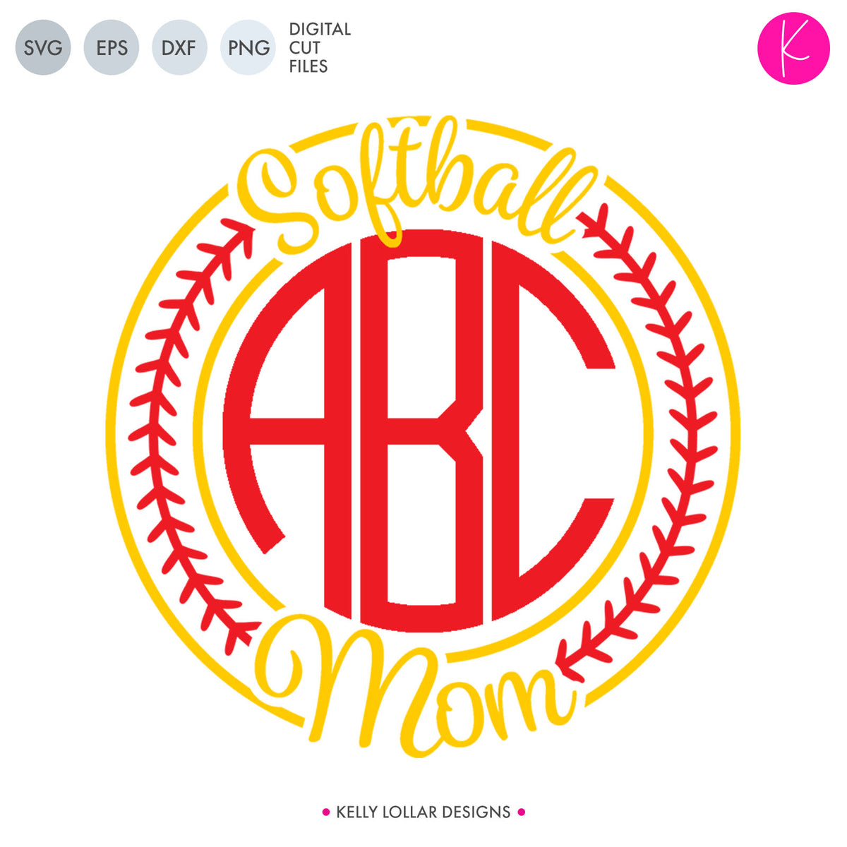 Download Softball Mom Monogram Frame SVG File | Kelly Lollar Designs