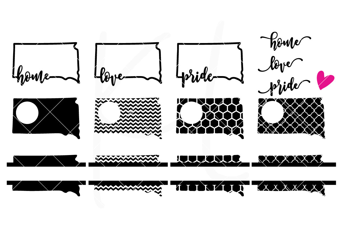 South Dakota State Bundle Svg Dxf Eps Png Cut Files Kelly Lollar Designs