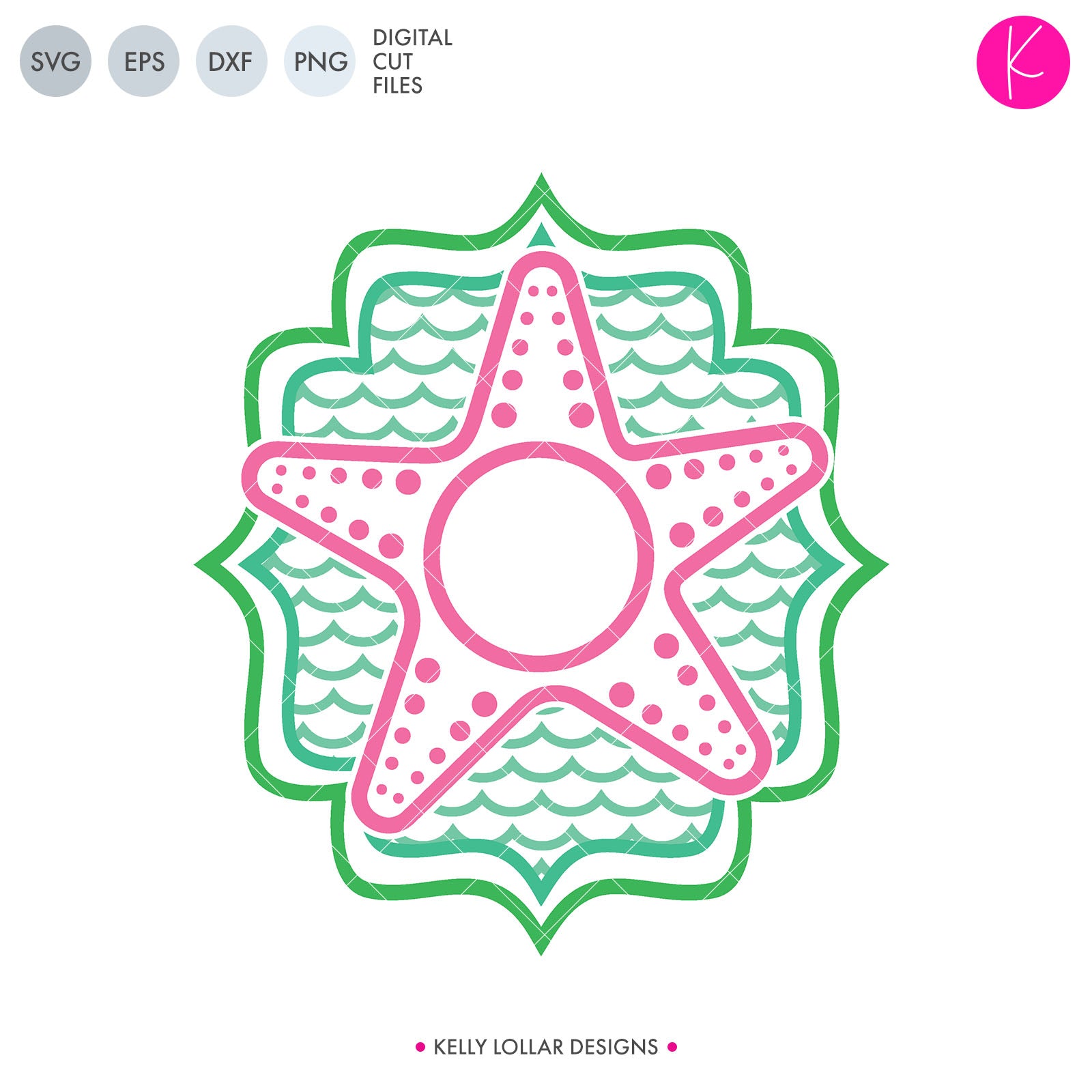 Starfish Monogram Frame Svg File Kelly Lollar Designs