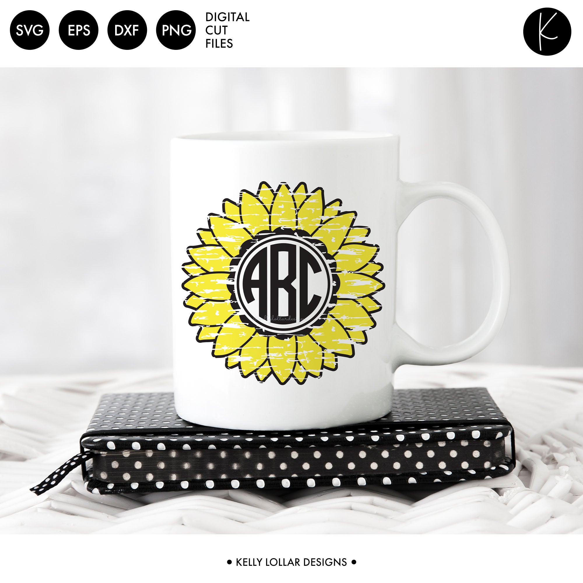 Download Sunflower Monogram Pack Svg Dxf Eps Png Cut Files Kelly Lollar Designs