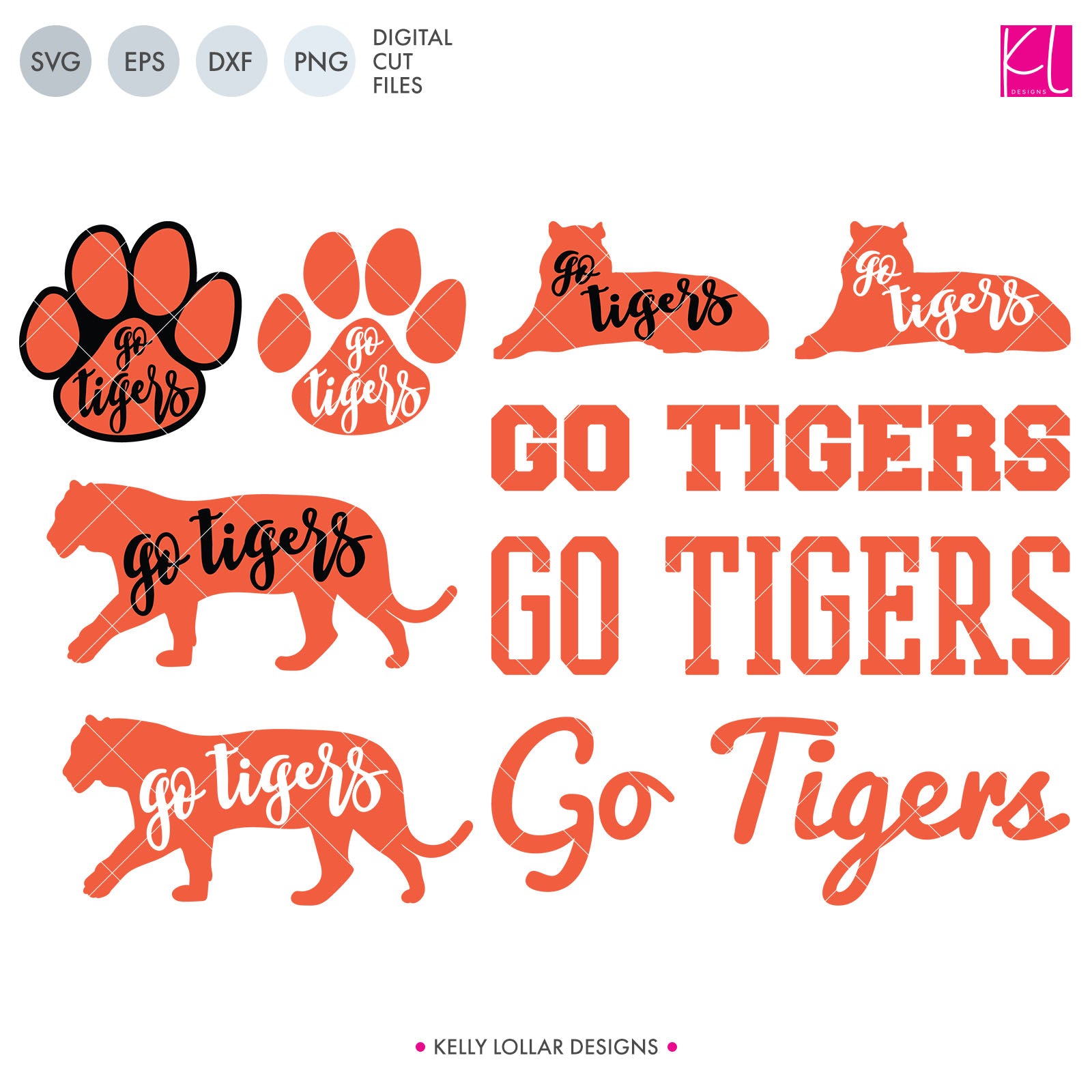 Download Tigers Mascot Bundle Svg Dxf Eps Png Cut Files Kelly Lollar Designs