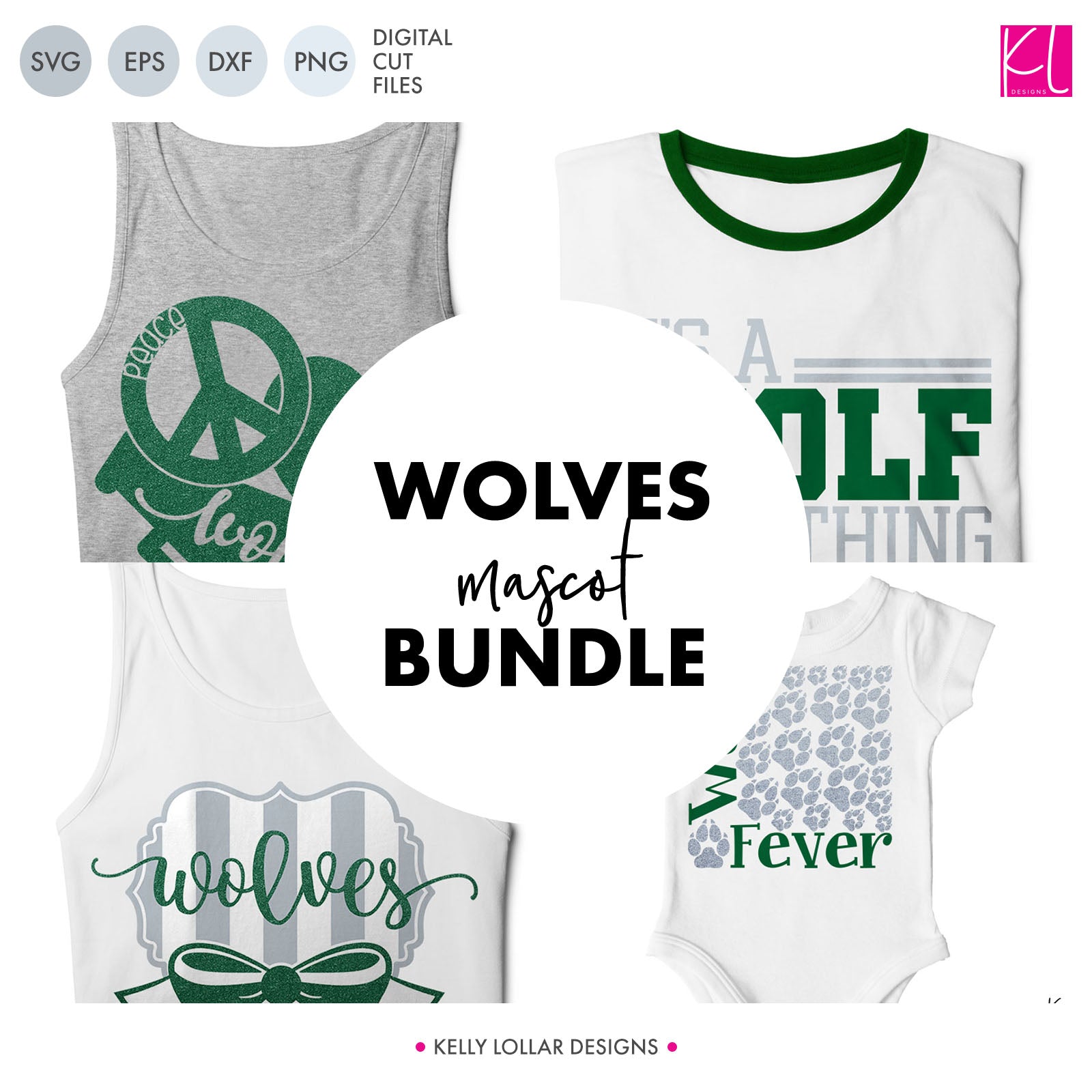 Wolves Mascot Bundle Svg Dxf Eps Png Cut Files Kelly Lollar Designs