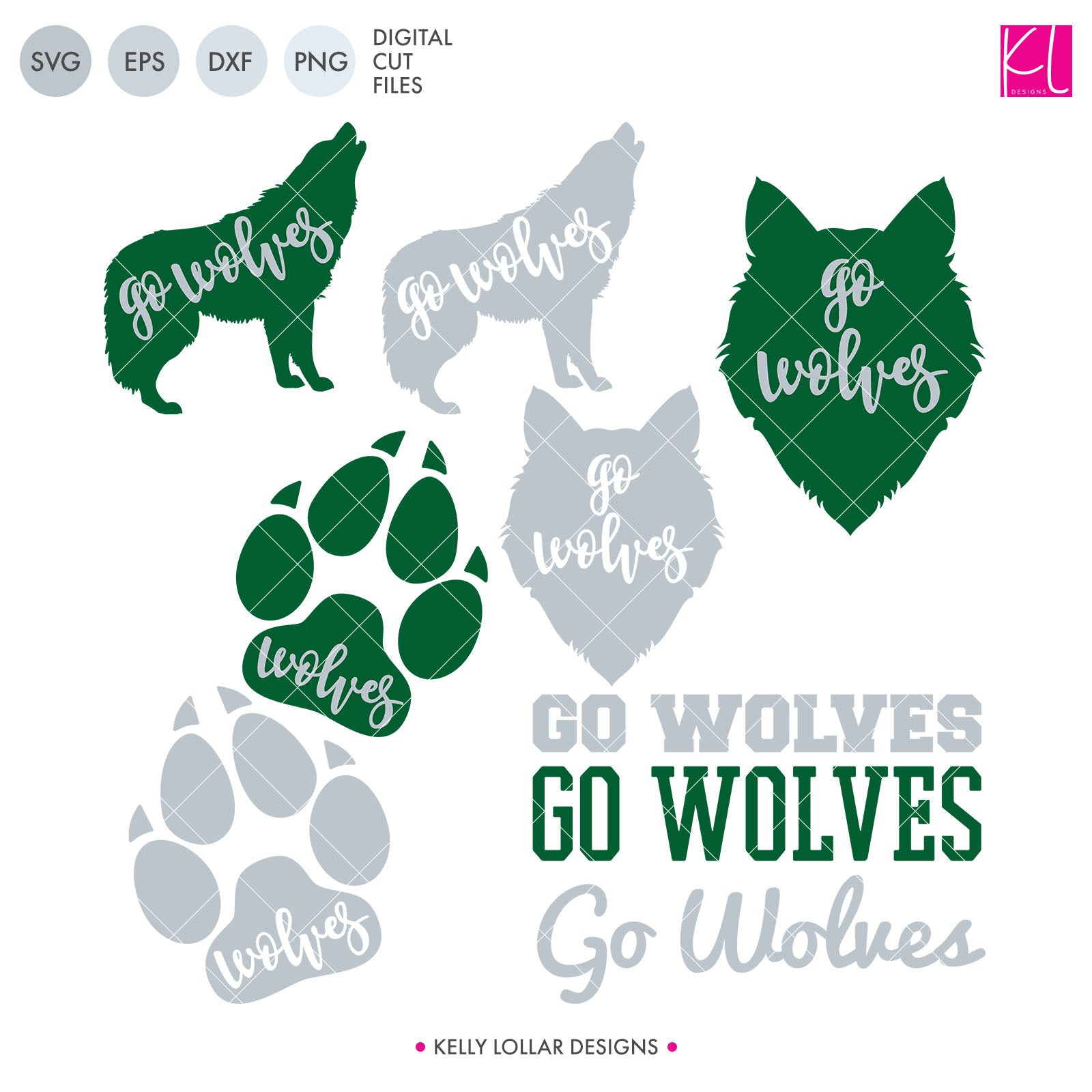 Download Wolves Mascot Bundle Svg Dxf Eps Png Cut Files Kelly Lollar Designs