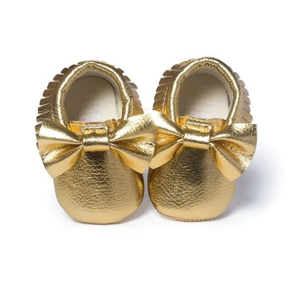 gold bow shoes