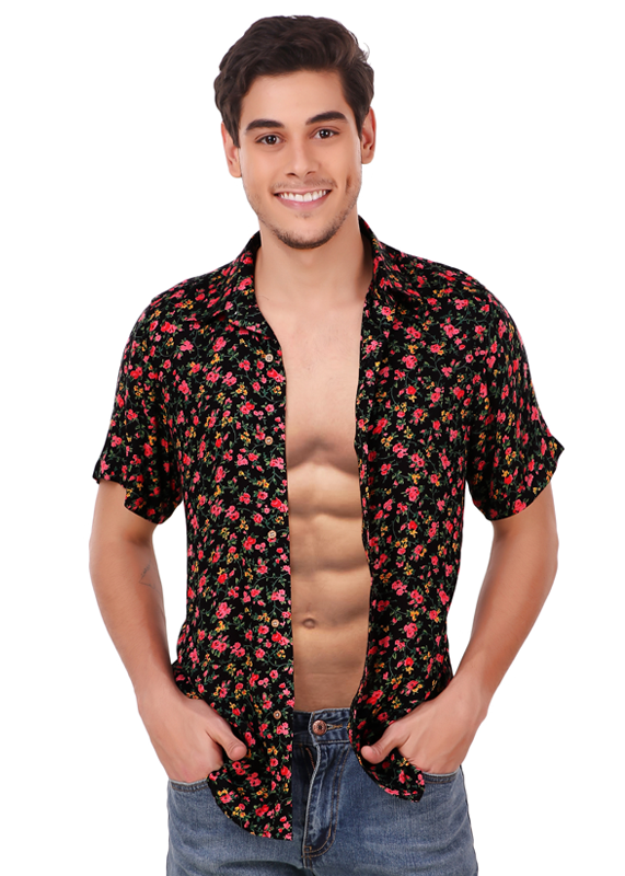 half shirt flower printed