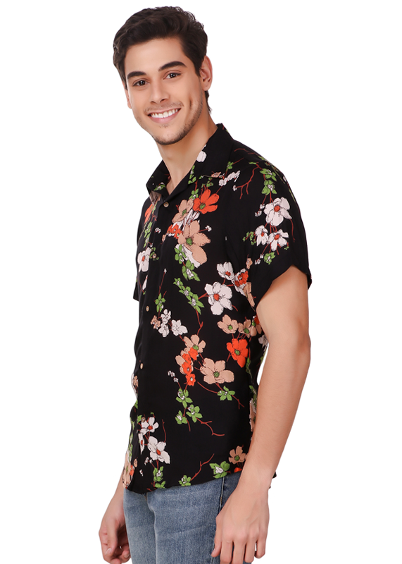 half shirt flower printed