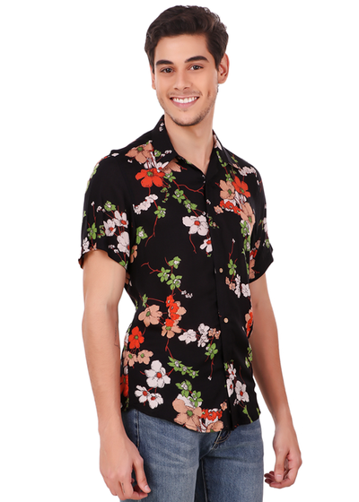 flower printed half shirt