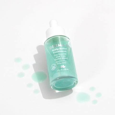 bottle of derma e scalp relief treatment serum with niacinamide