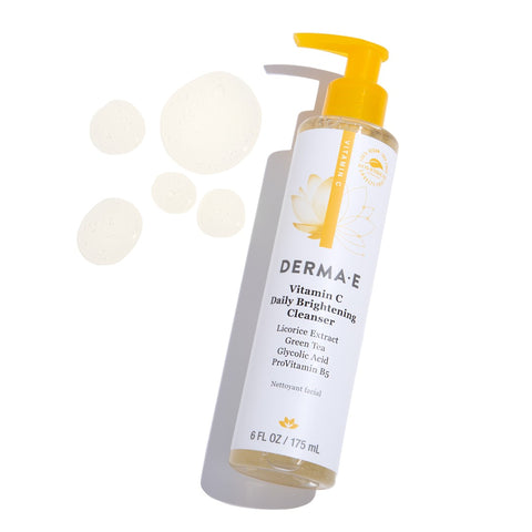 flat lay of derma e vitamin c cleanser with niacinamide