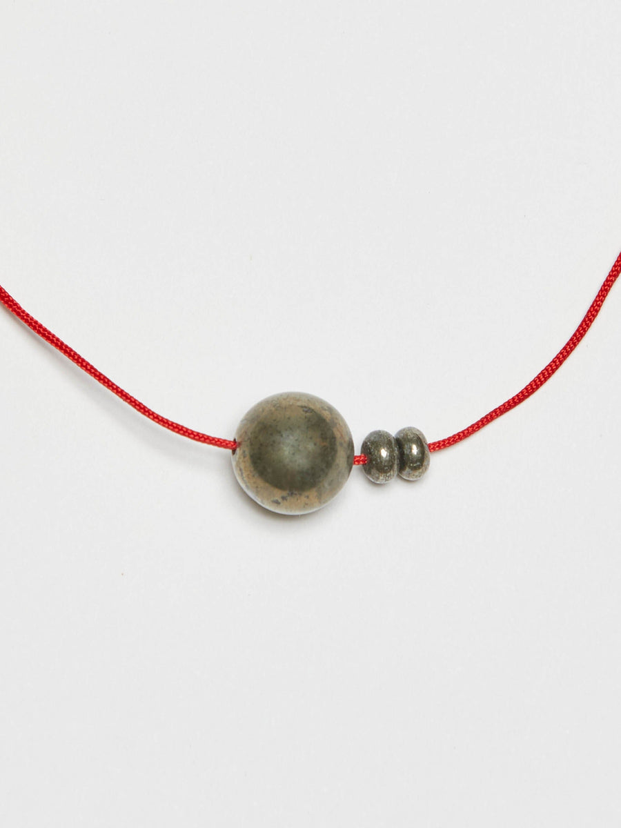 Red Pyrite Ball Necklace