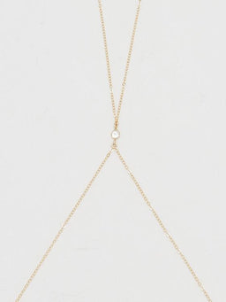 Cropped view flat lay of 14K Emma Body Chain Body Bagatiba 