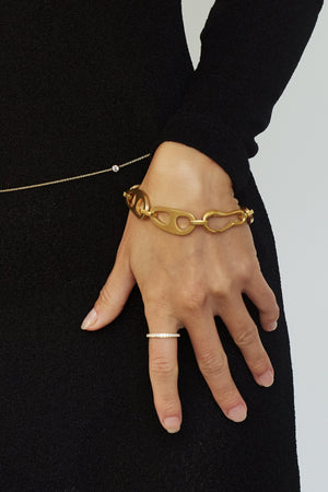 Gold Brushed Tab Bracelet - rollover