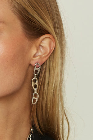 Silver Tab Drop Earrings - rollover