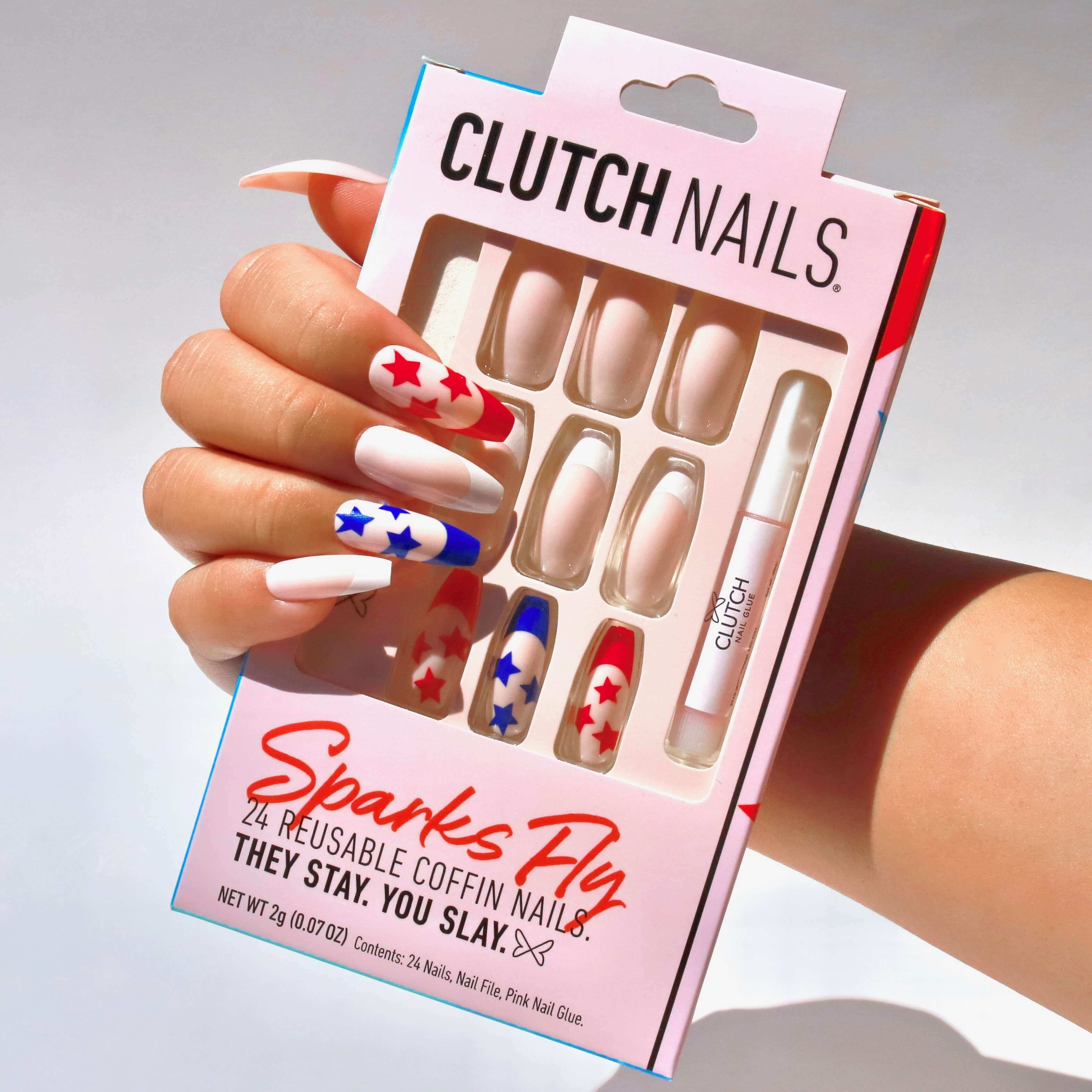 Sparks Fly | Patriotic Press On Nails | Press On Nails - Clutch Nails product image