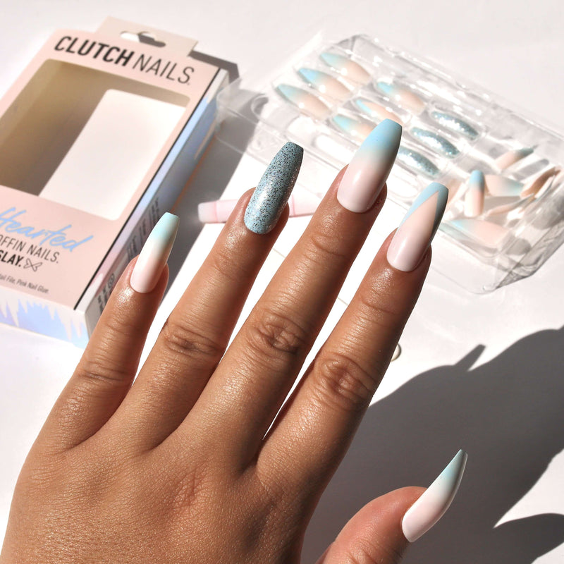 Blue Ombre | Cotton Candy Pink and Blue Nails | Press On Nails ...