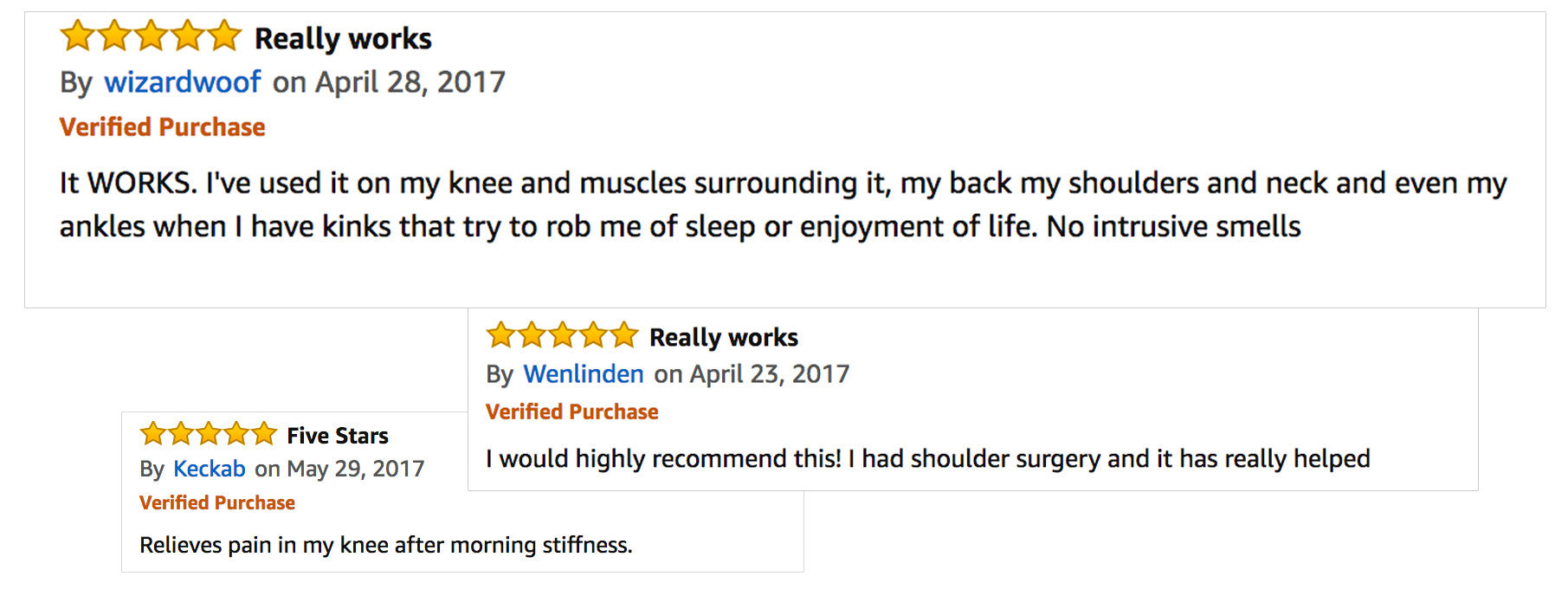 Amazon Reviews of Pain Relief Cream
